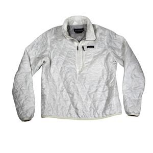 Patagonia Nano Puff Pullover Jacket Women Large White Quilt Insulated Primaloft